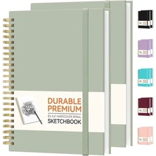 Hardcover Spiral Bound Sketch Book 2 Pack 8 x 5.6 Inch 100GSM Thick Paper