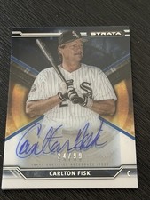2015 Topps Strata - Autographs Carlton Fisk #SA-CF Blue /99 (AU)