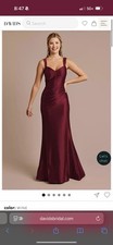 Davids Bridal Bridesmaid Gown In Wine Size 0 Sculpting Satin Tank