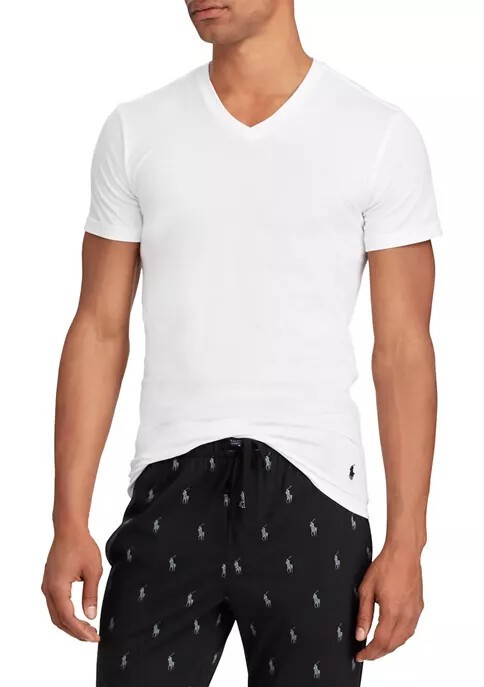 Ralph Lauren Mens Slim Fit Stretch V Neck Cotton Undershirt in White Sz XL 4390₽