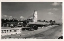 Lighthouse Restaurant Baker's Haulover Miami Beach FL Cline RPPC Postcard COPY