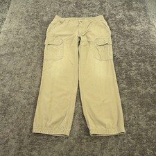 Duluth Trading Co Pants Men 36x32 Beige Canvas Flex Fire Hose Cargo Work Wear