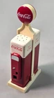 Vintage Coca Cola Salt and Pepper Shakers - Vending Machine with Stand