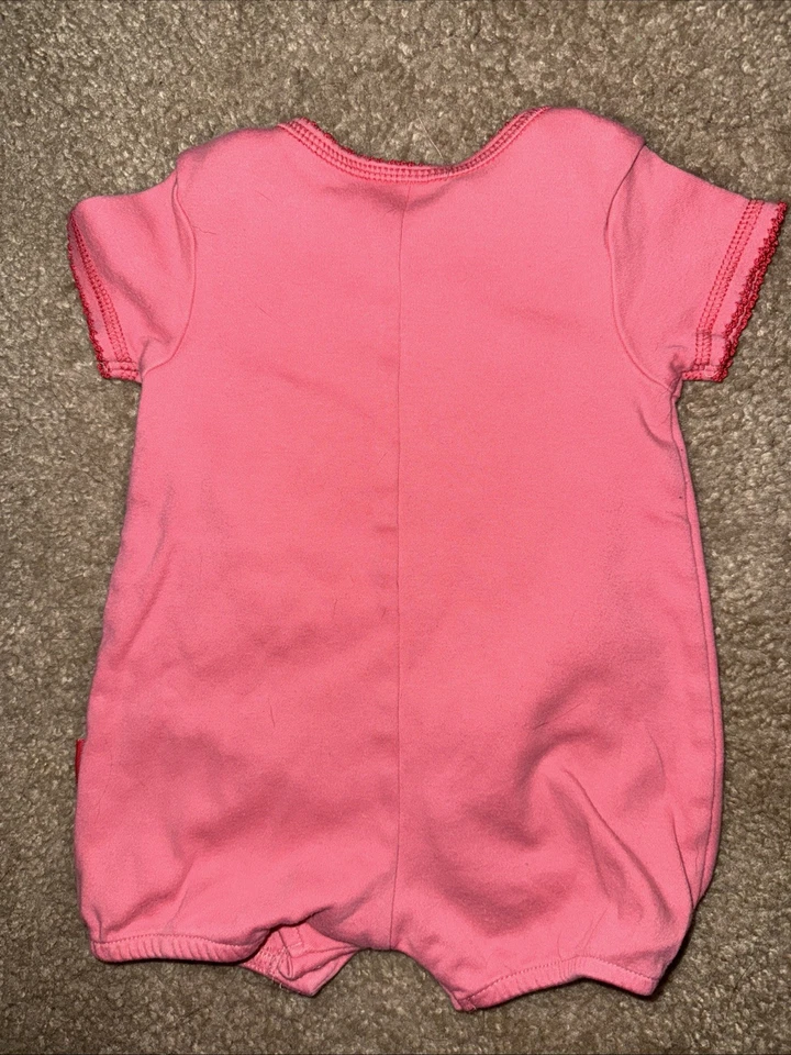 Vtg Carter’s Kids Girls Sz 0-3 M Coral S/S Romper with Embroidered Butterflies - Image 3 of 4