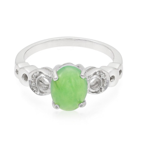 Cavill Damenring 925 Sterling Silber 1,1Ct Chrysopras Oval WeißEr Topas GrüN-image