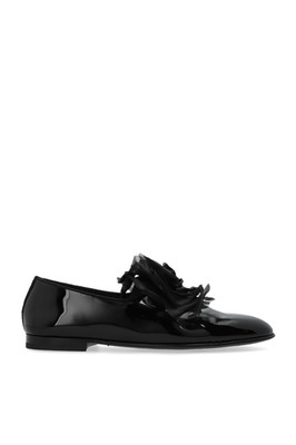 DOLCE&GABBANA Tulle Application Black Patent Leather Elegant Shoes New
