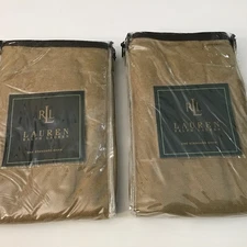 Ralph Lauren (2) Rodeo Drive Tan Solid w/Black Trim STANDARD Size Pillow Shams