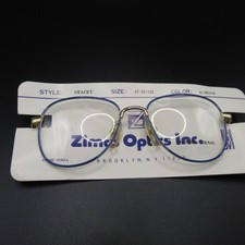Zimco Stacey Eyeglass Frames 47-18/125 Gold Tone  Blue Full Rim Vintage Korea