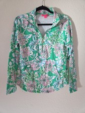 Womens Lilly Pulitzer UPF 50+ Skipper Popover Green Blue 1/2 Zip Sz S