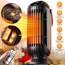 1500W Electric Space Heater Portable Garage Hot Air Fan for Indoor with Remote