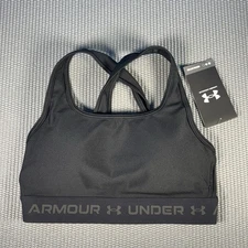 Under Armour Mid Crossback Sports Bra NEW Women's Small Black (medium Support)