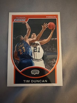 2007 NM/NOT MINT TIM DUNCAN TOPPS BOWMAN CHROME REFRACTOR SP /299 #21 H471