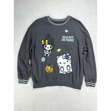 Sanrio Hello Kitty and Friends Halloween Sweatshirt Gray Ghost Skeleton Large