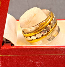 Sterling 925 Spinner Ring Mixed Metal Band Size 9 Multi Row Fidget Statement