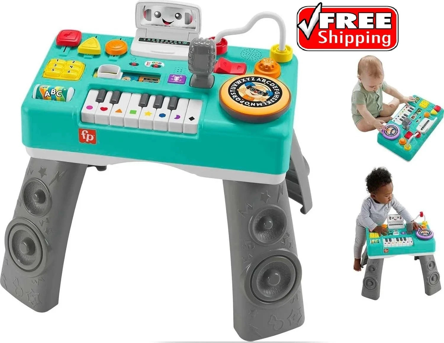 Fisher-Price Laugh & Learn Mix & Learn DJ Table, Musical Learning Toy for Baby