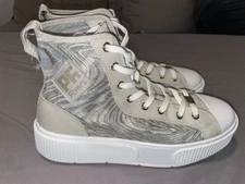 PF Flyers Allston Fashion Mesh High Top Beige Sneakers Shoes Women's Size 9.5
