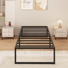Metallbett 90x190 cm Lattenrost Schwarz Bettgestell Einzelbett stabiles
