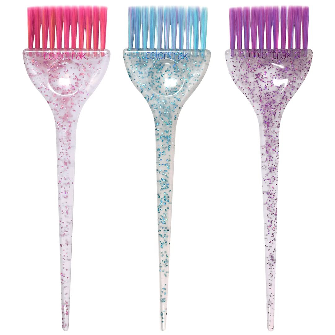 Trak 3 Pack Hair Color Brush Set With Glitter Handles For Hi