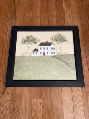 Vtg  folk art Country  decor Wall Art Don Easterwood Blk Frame 17.5x15.5 signed
