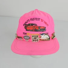 VTG Tom Mongoose McEwen Hat PINS Cap Strap Back Pink NHRA Racing Mens 90s