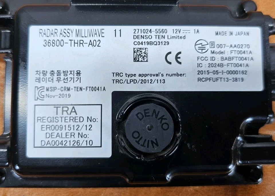 PIEZAS ORIGINALES HONDA ODYSSEY 2018-2020 UNIDAD DE RADAR 36802-THR-A02 OEM NUEVO #C1 Foto 3 de 4