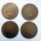 Lot of 4 US Coin Small Cent 1c Indian Head 1881P 1882P 1882P 1892P Circulated