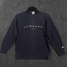 Vintage Dallas Cowboys Sweatshirt Youth Medium Blue NFL Football Starter USA