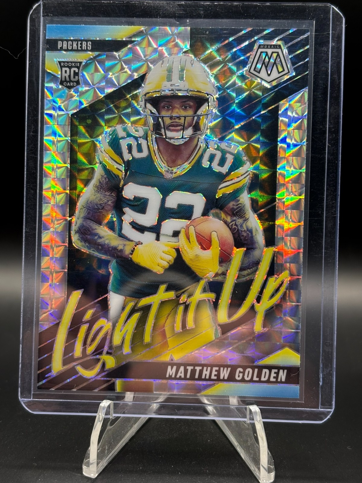 2025 Panini Mosaic Light it Up Matthew Golden Silver Mosaic RC