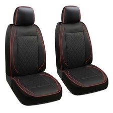 2-Pack Front Car Seat Cover for Ram, Piping Leather-Piping Black and Red