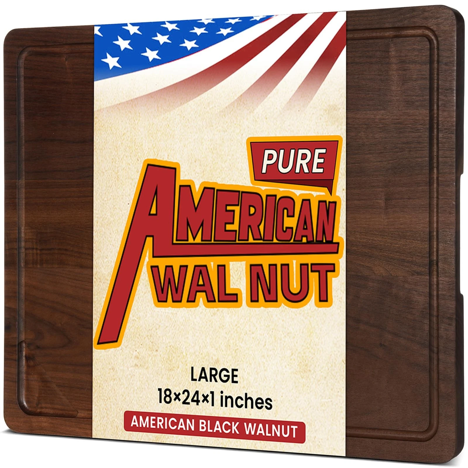 Walnut Wood Cutting Board 24x18 Reversible American Black Walnut - Deep Juice