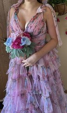 Amarra 88396 Floral A-Line Prom Dress with Slit Size 10 Excellent Condition