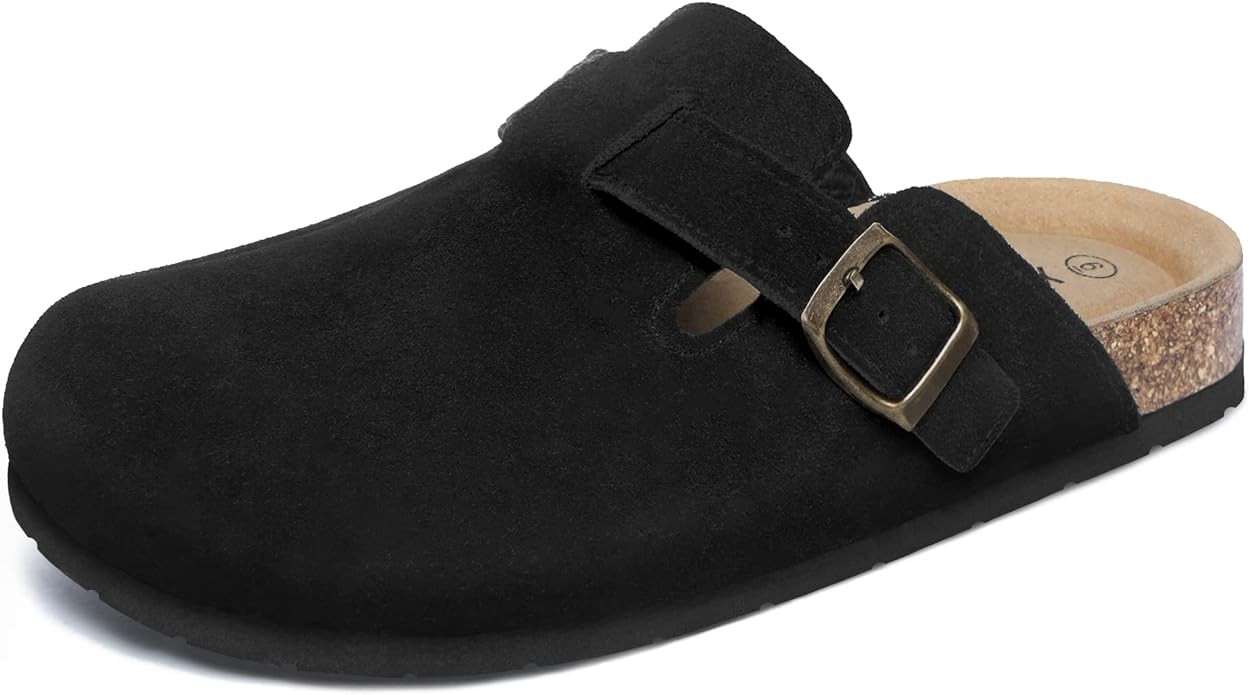 Женские замшевые сабо Xiakolaka с регулируемой пряжкой на стельке Clog Black 5