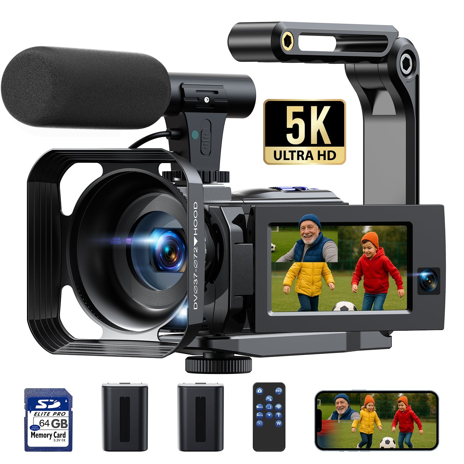 5K 56MP Dual Lens Video Camera Camcorder 16XZoom Digital Cam Wifi IR NightVision