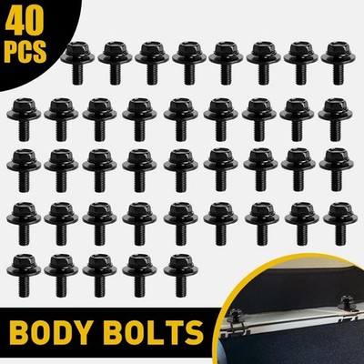 40PCS Body Bolts Screw Fastener Fender M6-1.0x 16mm Long- 10mm Hex- 17mm Washer