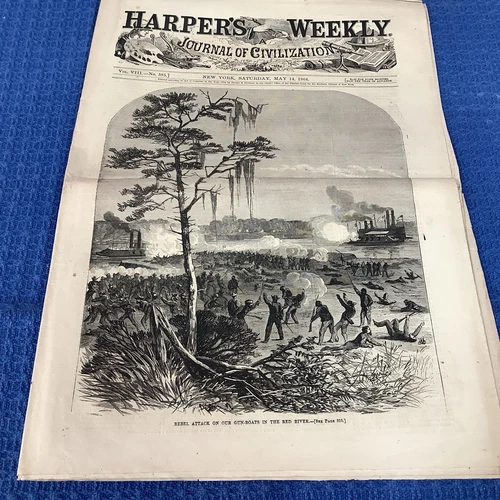 Harper's Weekly Newspaper 5/14/1864 Red River Louisiana Steamer Richmond