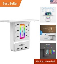 Portable 6-Outlet Surge Protector with 3 USB Ports  RGB Nightlight for Dorms