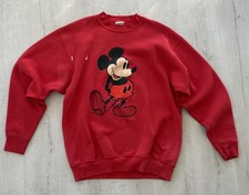VERY RARE Vintage 80's Mickey Mouse Mono Red Sweatshirt Disney Oneita Men's XL