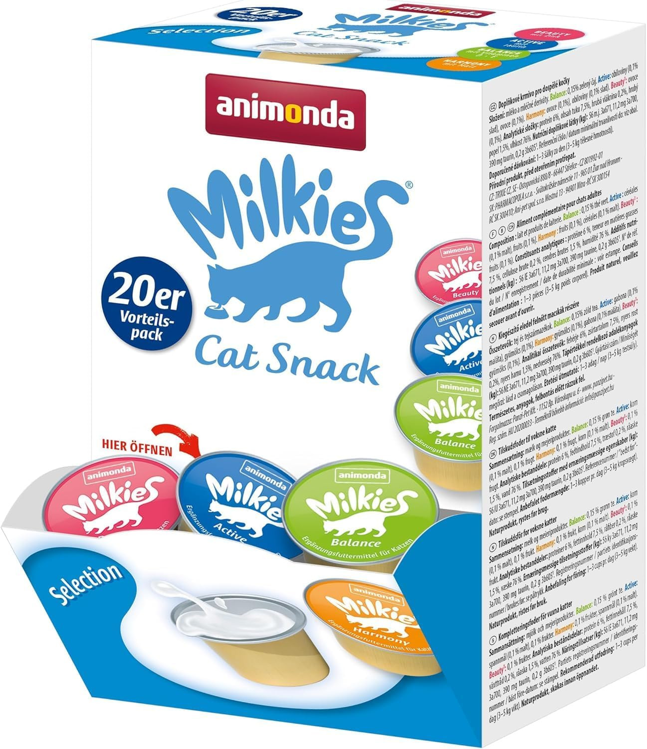 Animonda Milkies Katzen Milch Snack Cups Mix 20x15g Ohne Zucker Soja