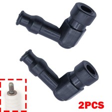 2Pcs Spark Plug Cap Rubber Threaded Type Fitting Black Motorcycle Motorbike UK
