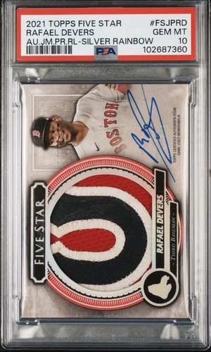 2021 Topps Five Star RAFAEL DEVERS Jumbo Relic 5/5 Silver Rainbow Auto PSA 10
