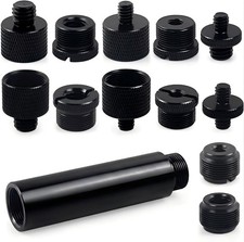 13 PCS Mic Stand Adapter Set 3 Inch Tube Fits 3/8 To 5/8 1/4 To 5/8 Threads