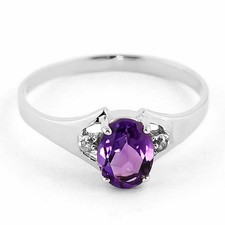 10K Weißgold 0,85 Ct Natürlicher Lila Amethyst Und Diamanten Edelsteinring F422