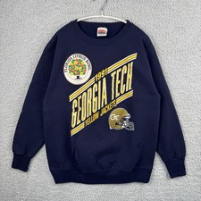 Vintage 90  s Georgia Tech College Graphic Print Crewneck Sweatshirt Size Large