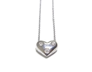 Tiffany Co Platinum 3 Diamond Heart Pendant Necklace Ebay