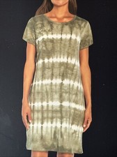 NWT Gap  Suze S Striped Tie Dye Short Sleeve T-Shirt Dress Olive Green NEW