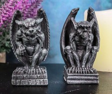 Gothic Notre Dame Guardian Mini Gargoyle Statue Set of 2 Miniature Fairy Garden