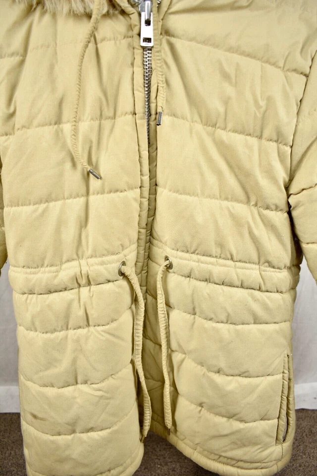 Parka Sears, Roebuck and Co 1970-80 bronceado claro liso cremallera completa con capucha talla: 14 Foto 3 de 4