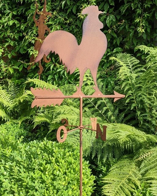 GARTENSTECKER RANKSTAB WETTERFAHNE HAHN ROST WETTERHAHN METALL NEU  - Bild 3 von 3