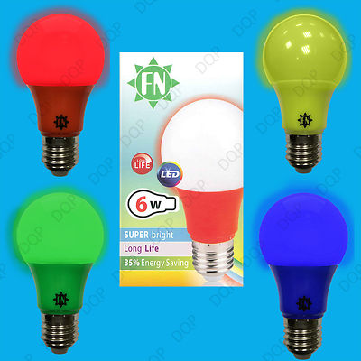 1x 6W LED Farblampe GLS E27 Glühbirne wählen Sie zwischen rot gelb grün blau