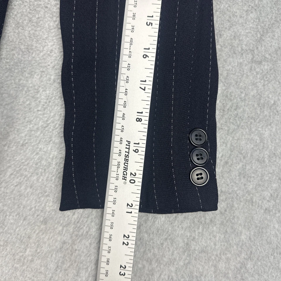 Abrigo Brooks Brothers Mujer 10P Azul Topcoat Rayas Largo Blazer Hecho en EE. UU. Foto 4 de 4